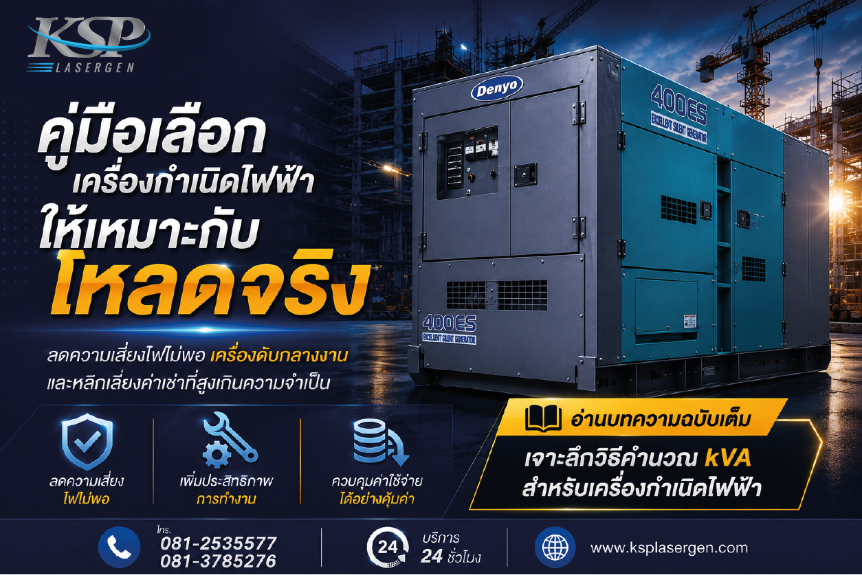 คู่มือการเลือกขนาดเครื่องกำเนิดไฟฟ้าให้เหมาะสมกับการใช้งาน